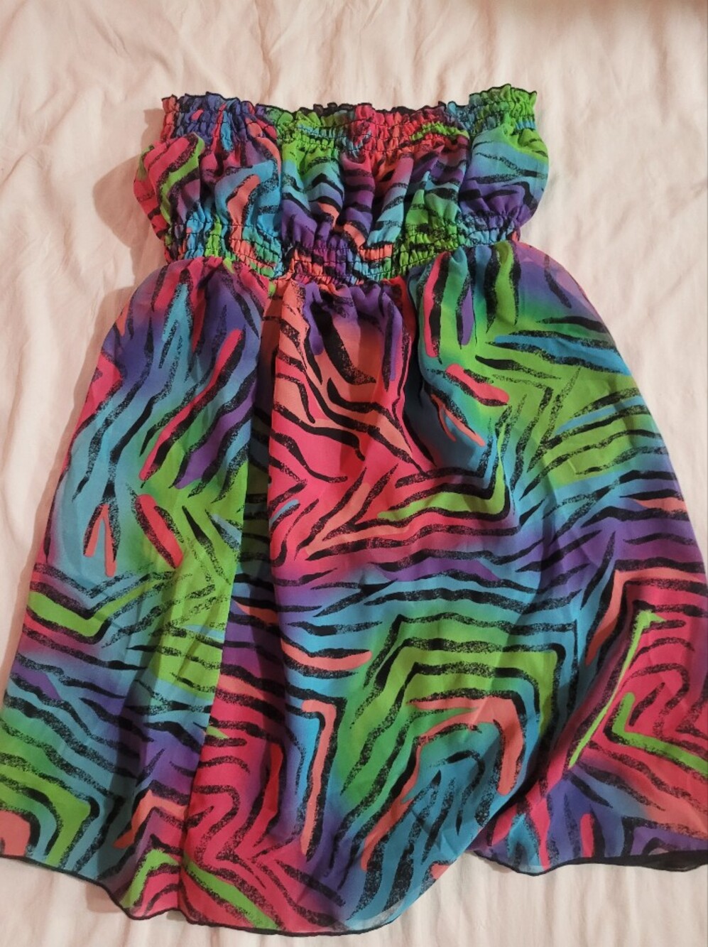 Women's Rainbow Zebra Print Strapless Dress Bodysuit - Multicolor